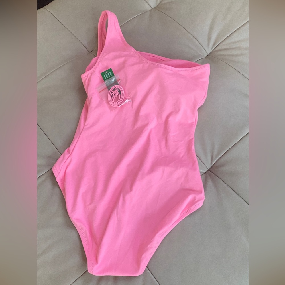 Neon Pink Bathing Suit shoulder